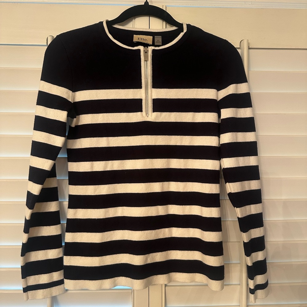 Dark Blue and White Striped Sweater